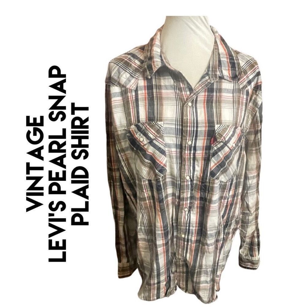Levi’s Vintage Pearl Snap Button Down Plaid Long Sleeve Multi-Color Men’s Shirt